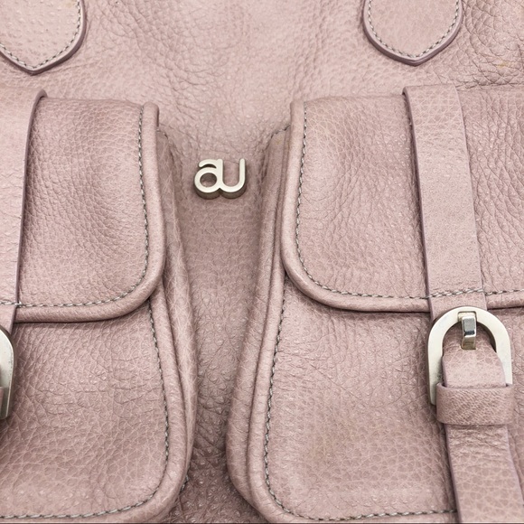 Mauve PINK Pebbled Leather Double Pocket Tote - Picture 5 of 15